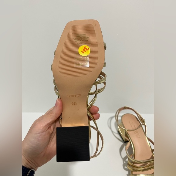J Crew Layne strappy sandal block heel in gold metallic leather CA048 NEW NO BOX - Picture 8 of 10